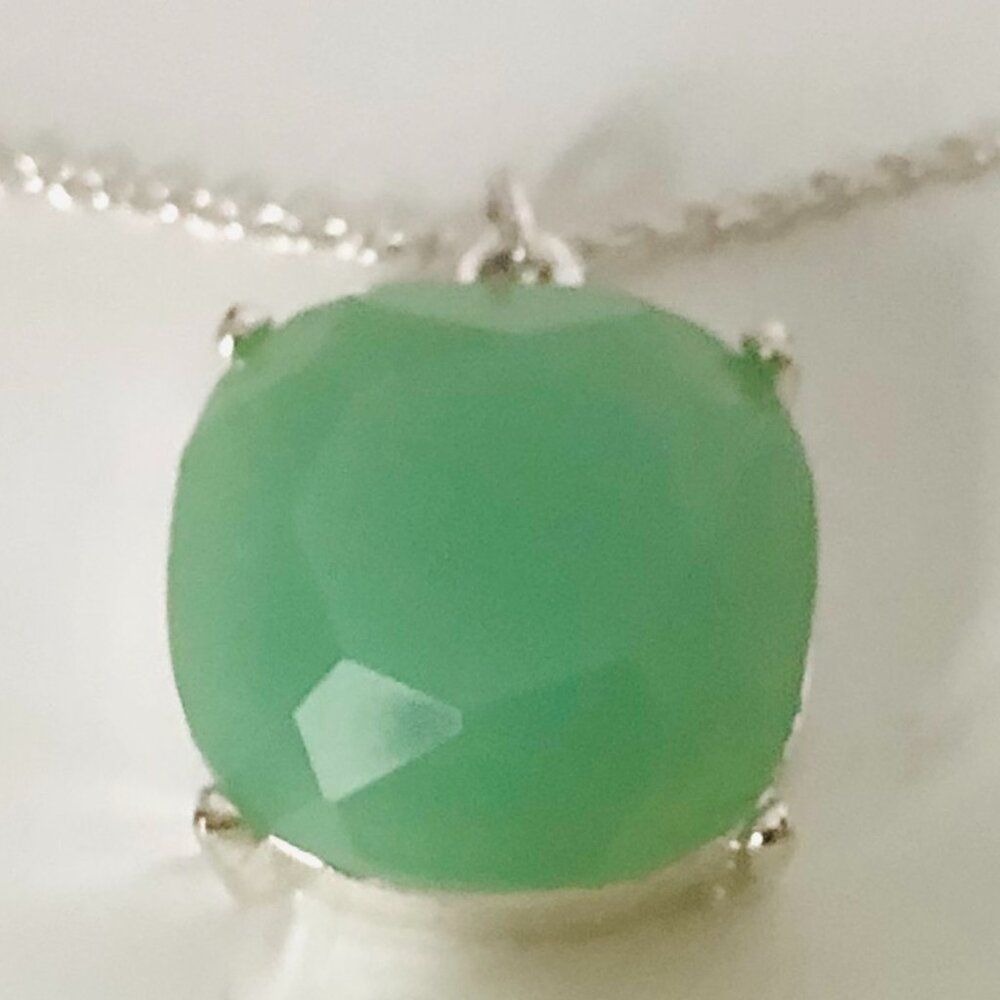 Vintage Joan Rivers candy color pendant necklace silver-tone – green